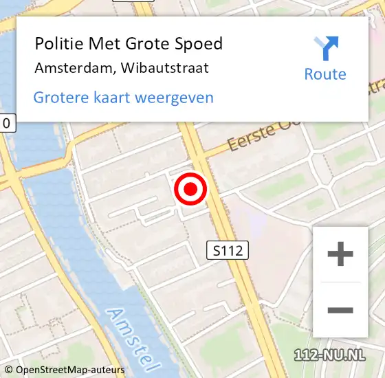 Locatie op kaart van de 112 melding: Politie Met Grote Spoed Naar Amsterdam, Wibautstraat op 5 juni 2024 15:29