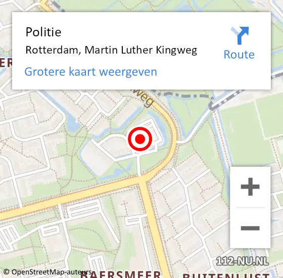 Locatie op kaart van de 112 melding: Politie Rotterdam, Martin Luther Kingweg op 5 juni 2024 15:33