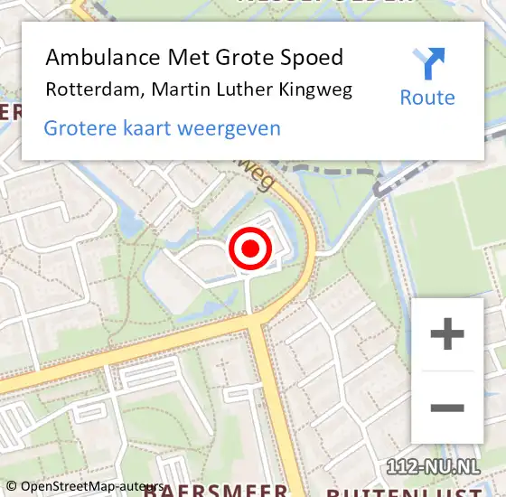 Locatie op kaart van de 112 melding: Ambulance Met Grote Spoed Naar Rotterdam, Martin Luther Kingweg op 5 juni 2024 15:34