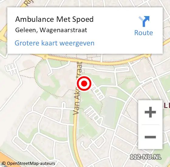 Locatie op kaart van de 112 melding: Ambulance Met Spoed Naar Geleen, Wagenaarstraat op 5 juni 2024 15:38