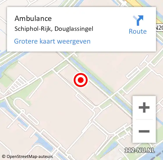 Locatie op kaart van de 112 melding: Ambulance Schiphol-Rijk, Douglassingel op 5 juni 2024 16:17