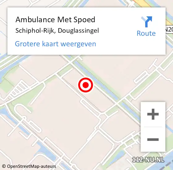 Locatie op kaart van de 112 melding: Ambulance Met Spoed Naar Schiphol-Rijk, Douglassingel op 5 juni 2024 16:17