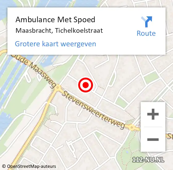 Locatie op kaart van de 112 melding: Ambulance Met Spoed Naar Maasbracht, Tichelkoelstraat op 8 oktober 2014 12:59