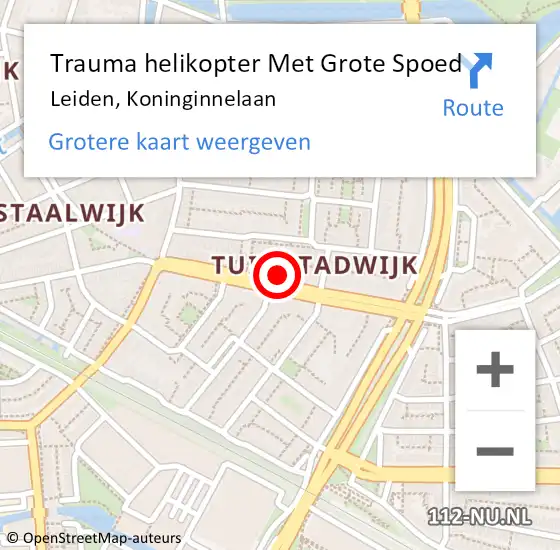 Locatie op kaart van de 112 melding: Trauma helikopter Met Grote Spoed Naar Leiden, Koninginnelaan op 5 juni 2024 16:26