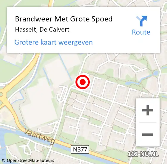 Locatie op kaart van de 112 melding: Brandweer Met Grote Spoed Naar Hasselt, De Calvert op 5 juni 2024 16:26