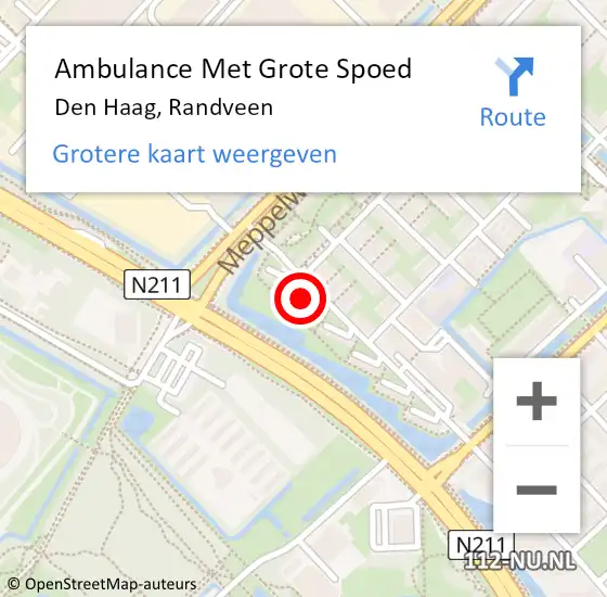 Locatie op kaart van de 112 melding: Ambulance Met Grote Spoed Naar Den Haag, Randveen op 5 juni 2024 16:28