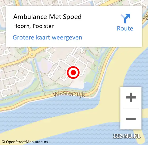 Locatie op kaart van de 112 melding: Ambulance Met Spoed Naar Hoorn, Poolster op 5 juni 2024 16:32