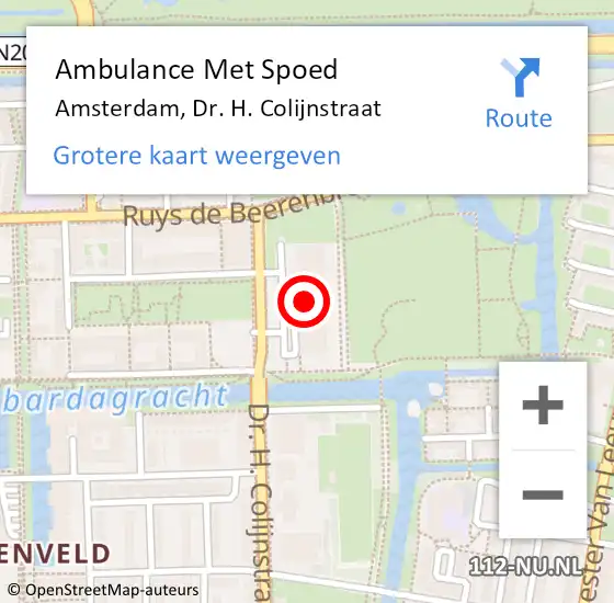 Locatie op kaart van de 112 melding: Ambulance Met Spoed Naar Amsterdam, Dr. H. Colijnstraat op 5 juni 2024 16:32