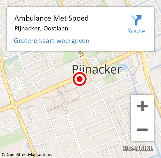 Locatie op kaart van de 112 melding: Ambulance Met Spoed Naar Pijnacker, Oostlaan op 5 juni 2024 16:38