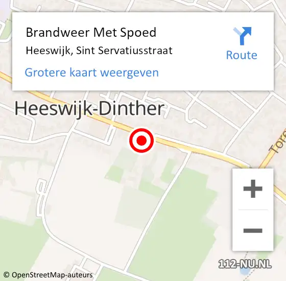 Locatie op kaart van de 112 melding: Brandweer Met Spoed Naar Heeswijk, Sint Servatiusstraat op 5 juni 2024 16:56