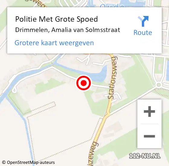 Locatie op kaart van de 112 melding: Politie Met Grote Spoed Naar Drimmelen, Amalia van Solmsstraat op 5 juni 2024 16:57