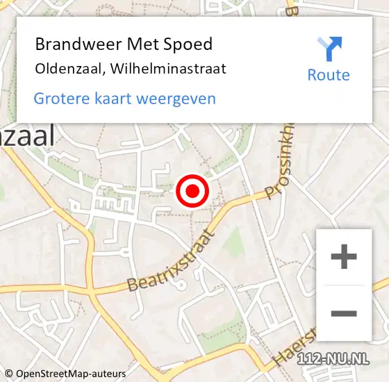 Locatie op kaart van de 112 melding: Brandweer Met Spoed Naar Oldenzaal, Wilhelminastraat op 5 juni 2024 17:06