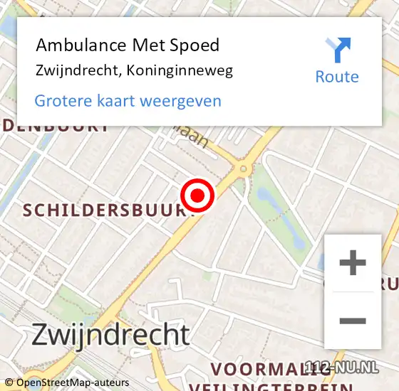 Locatie op kaart van de 112 melding: Ambulance Met Spoed Naar Zwijndrecht, Koninginneweg op 5 juni 2024 17:16