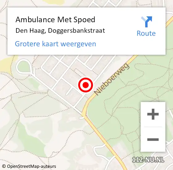 Locatie op kaart van de 112 melding: Ambulance Met Spoed Naar Den Haag, Doggersbankstraat op 5 juni 2024 17:41