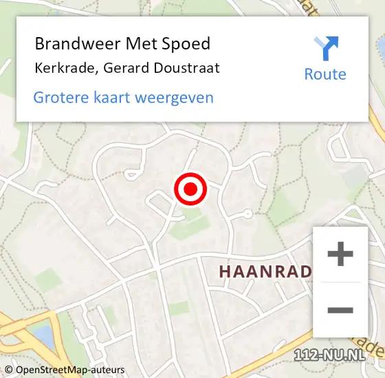 Locatie op kaart van de 112 melding: Brandweer Met Spoed Naar Kerkrade, Gerard Doustraat op 5 juni 2024 17:45