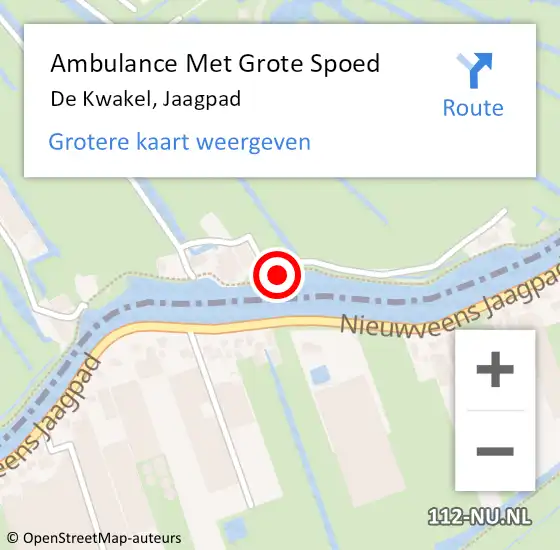 Locatie op kaart van de 112 melding: Ambulance Met Grote Spoed Naar De Kwakel, Jaagpad op 5 juni 2024 17:47