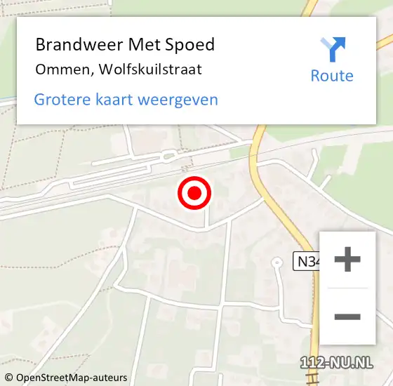 Locatie op kaart van de 112 melding: Brandweer Met Spoed Naar Ommen, Wolfskuilstraat op 5 juni 2024 17:49