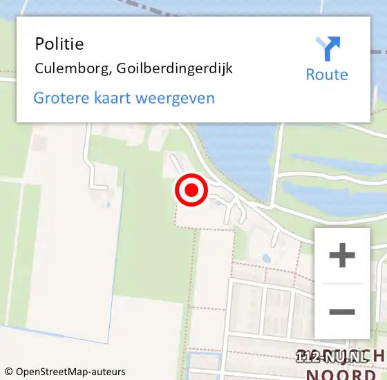 Locatie op kaart van de 112 melding: Politie Culemborg, Goilberdingerdijk op 5 juni 2024 17:53