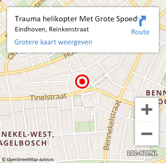 Locatie op kaart van de 112 melding: Trauma helikopter Met Grote Spoed Naar Eindhoven, Reinkenstraat op 5 juni 2024 18:18