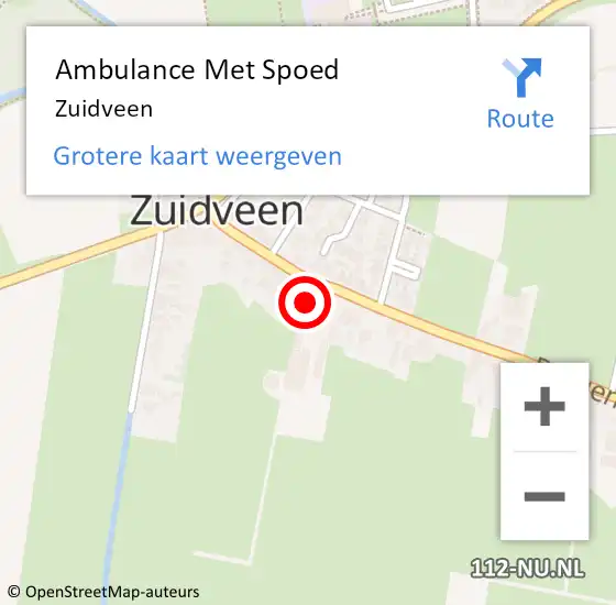 Locatie op kaart van de 112 melding: Ambulance Met Spoed Naar Zuidveen op 5 juni 2024 18:21