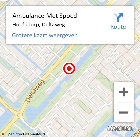 Locatie op kaart van de 112 melding: Ambulance Met Spoed Naar Hoofddorp, Deltaweg op 5 juni 2024 18:25