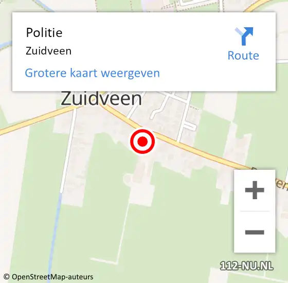 Locatie op kaart van de 112 melding: Politie Zuidveen op 5 juni 2024 18:33