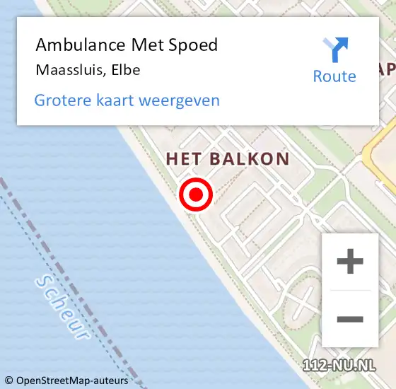 Locatie op kaart van de 112 melding: Ambulance Met Spoed Naar Maassluis, Elbe op 5 juni 2024 18:37