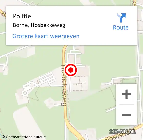 Locatie op kaart van de 112 melding: Politie Borne, Hosbekkeweg op 5 juni 2024 18:38