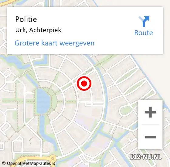 Locatie op kaart van de 112 melding: Politie Urk, Achterpiek op 5 juni 2024 18:42