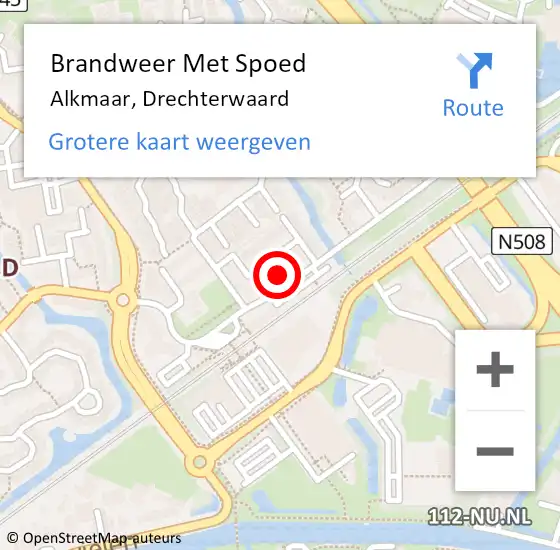 Locatie op kaart van de 112 melding: Brandweer Met Spoed Naar Alkmaar, Drechterwaard op 5 juni 2024 18:54
