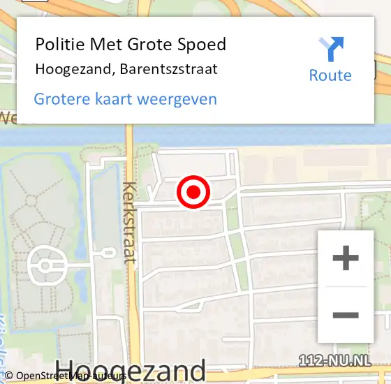 Locatie op kaart van de 112 melding: Politie Met Grote Spoed Naar Hoogezand, Barentszstraat op 5 juni 2024 18:58