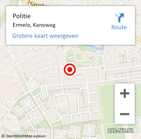 Locatie op kaart van de 112 melding: Politie Ermelo, Kanoweg op 5 juni 2024 19:17