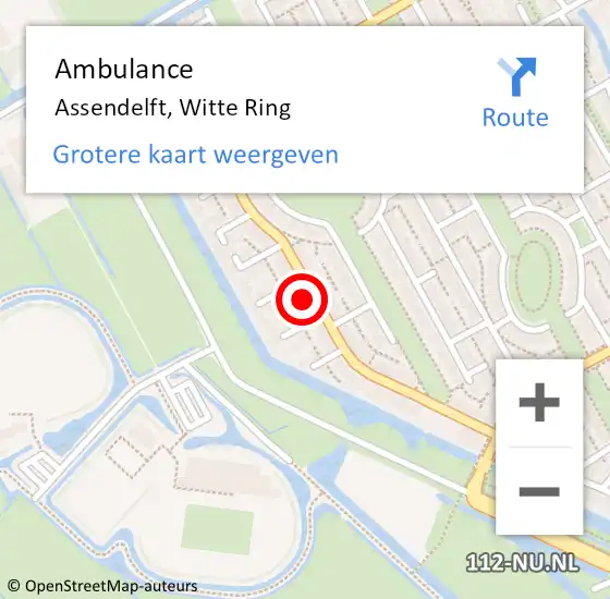 Locatie op kaart van de 112 melding: Ambulance Assendelft, Witte Ring op 5 juni 2024 19:33