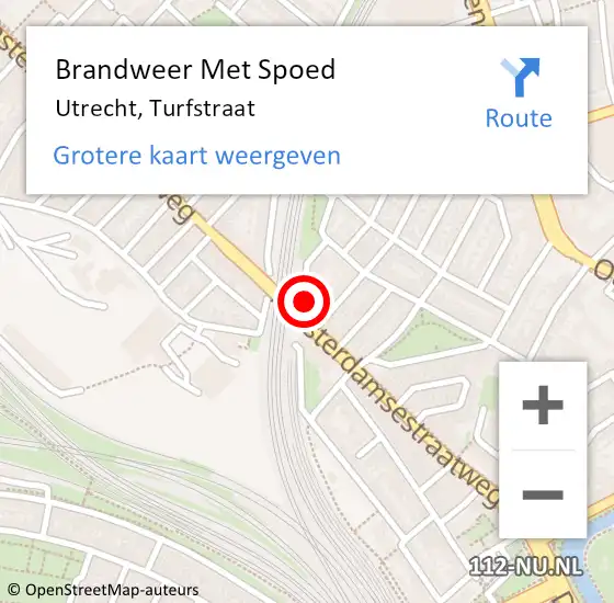 Locatie op kaart van de 112 melding: Brandweer Met Spoed Naar Utrecht, Turfstraat op 5 juni 2024 19:45