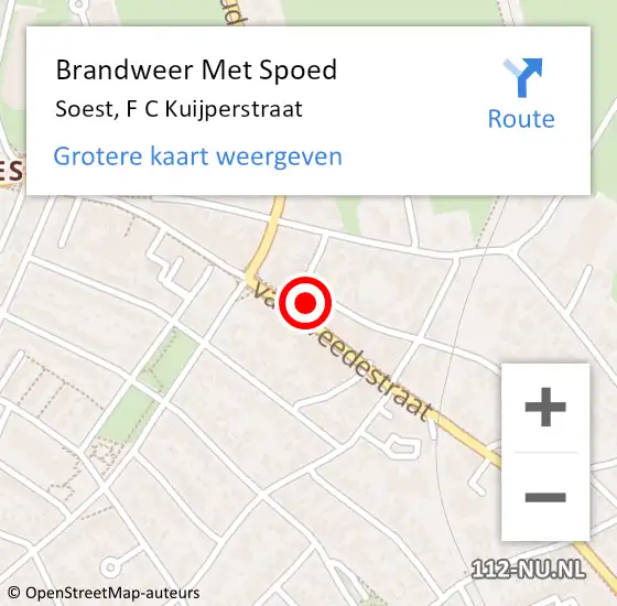 Locatie op kaart van de 112 melding: Brandweer Met Spoed Naar Soest, F C Kuijperstraat op 5 juni 2024 19:47