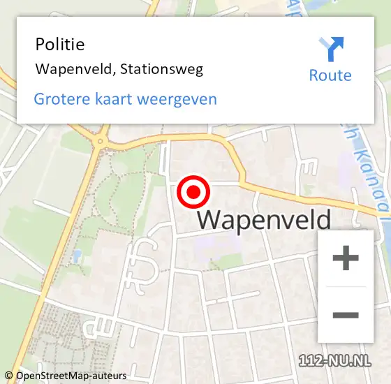 Locatie op kaart van de 112 melding: Politie Wapenveld, Stationsweg op 5 juni 2024 19:53