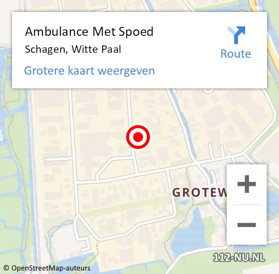 Locatie op kaart van de 112 melding: Ambulance Met Spoed Naar Schagen, Witte Paal op 5 juni 2024 19:56