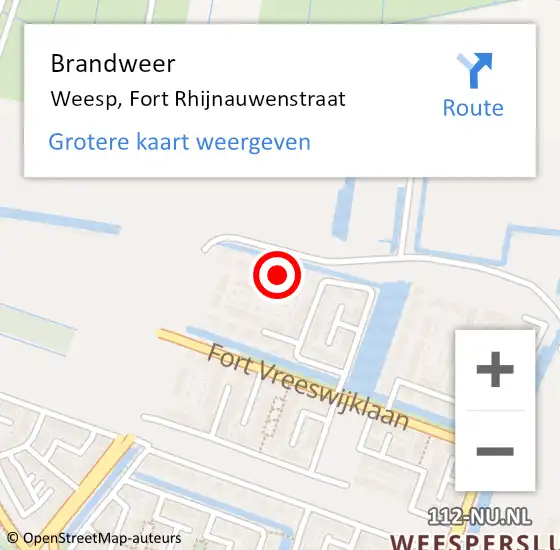 Locatie op kaart van de 112 melding: Brandweer Weesp, Fort Rhijnauwenstraat op 5 juni 2024 20:02