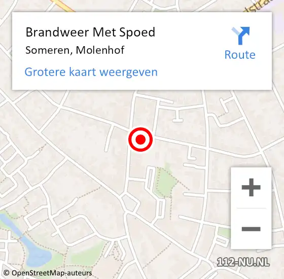 Locatie op kaart van de 112 melding: Brandweer Met Spoed Naar Someren, Molenhof op 5 juni 2024 20:24