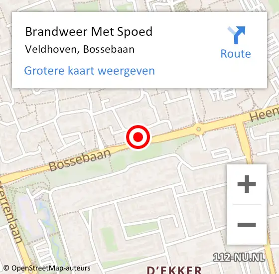 Locatie op kaart van de 112 melding: Brandweer Met Spoed Naar Veldhoven, Bossebaan op 5 juni 2024 20:32