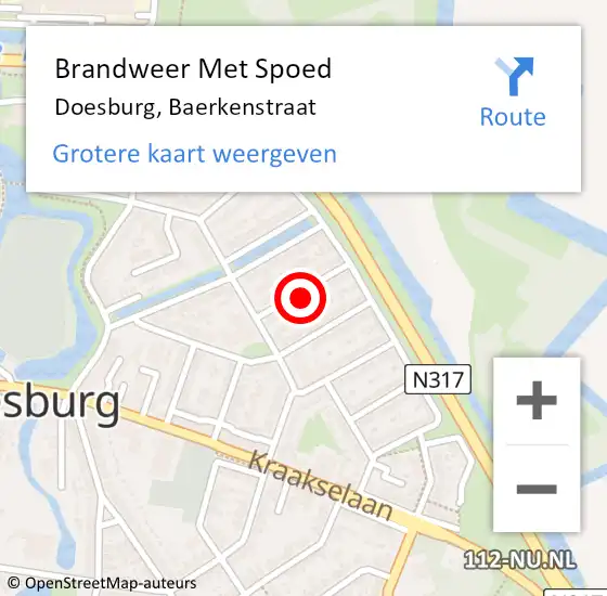 Locatie op kaart van de 112 melding: Brandweer Met Spoed Naar Doesburg, Baerkenstraat op 5 juni 2024 20:44