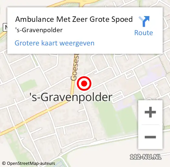 Locatie op kaart van de 112 melding: Ambulance Met Zeer Grote Spoed Naar 's-Gravenpolder op 5 juni 2024 20:45