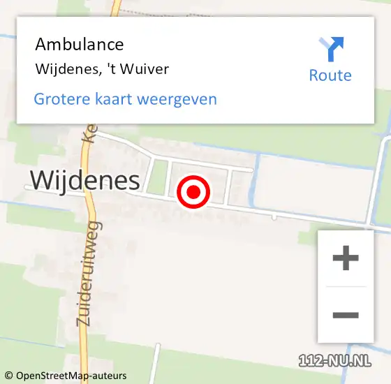 Locatie op kaart van de 112 melding: Ambulance Wijdenes, 't Wuiver op 5 juni 2024 21:00