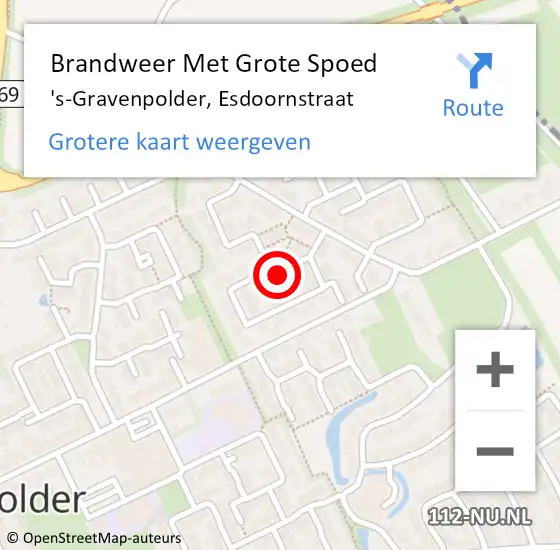 Locatie op kaart van de 112 melding: Brandweer Met Grote Spoed Naar 's-Gravenpolder, Esdoornstraat op 5 juni 2024 21:02