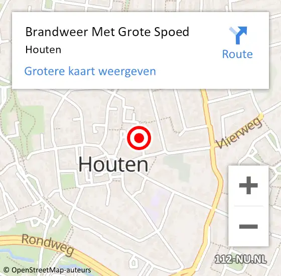 Locatie op kaart van de 112 melding: Brandweer Met Grote Spoed Naar Houten op 5 juni 2024 21:25