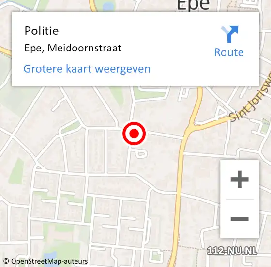 Locatie op kaart van de 112 melding: Politie Epe, Meidoornstraat op 5 juni 2024 21:38