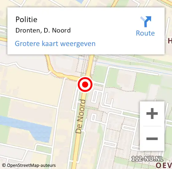 Locatie op kaart van de 112 melding: Politie Dronten, D. Noord op 8 oktober 2014 13:33