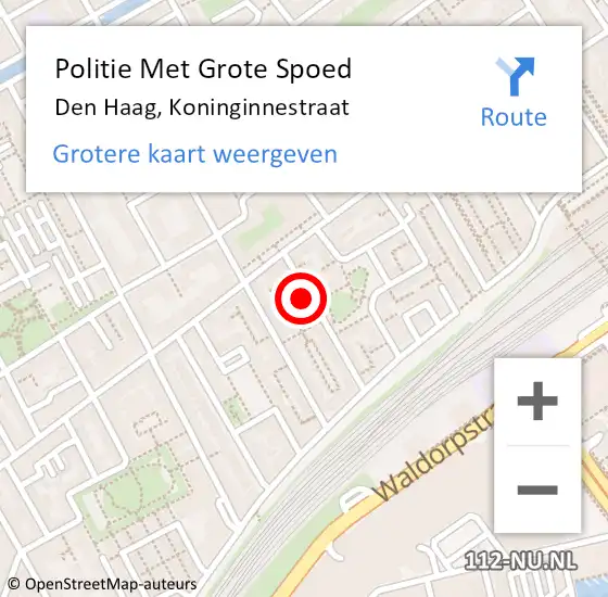 Locatie op kaart van de 112 melding: Politie Met Grote Spoed Naar Den Haag, Koninginnestraat op 5 juni 2024 22:24