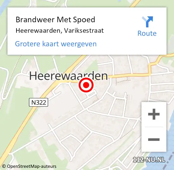 Locatie op kaart van de 112 melding: Brandweer Met Spoed Naar Heerewaarden, Variksestraat op 5 juni 2024 22:34