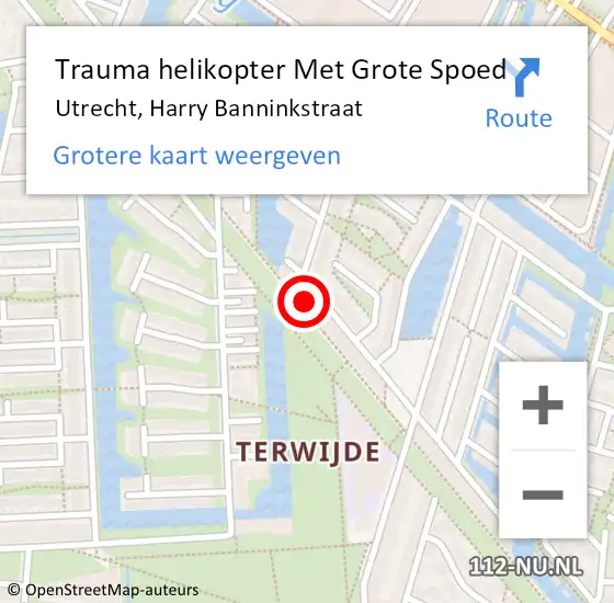 Locatie op kaart van de 112 melding: Trauma helikopter Met Grote Spoed Naar Utrecht, Harry Banninkstraat op 5 juni 2024 22:48